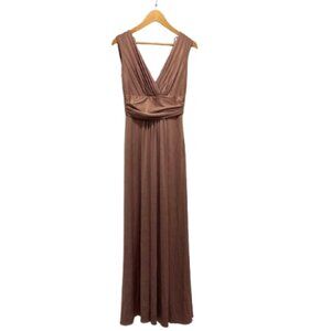 David Meister Sleeveless Copper Shimmer Gown – Elegant Evening Dress